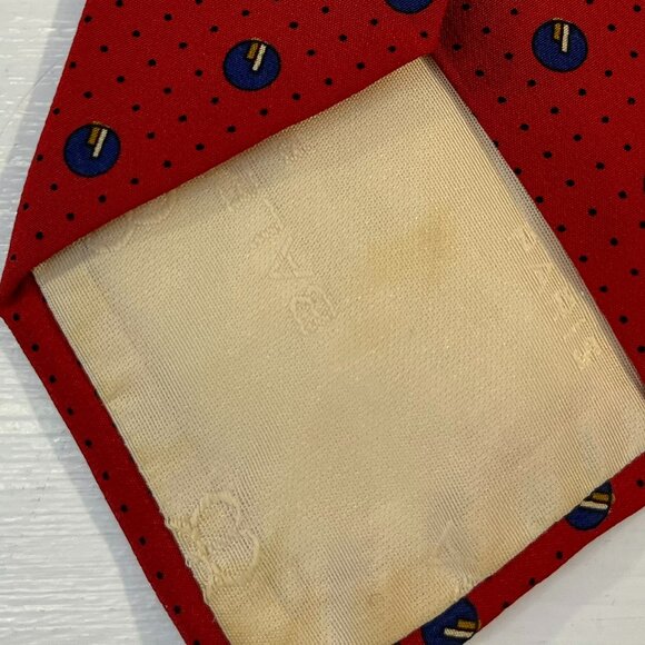 Balenciaga Paris Men's Red Blue Polka Dot Vintage Neck Tie - Good condition! - Picture 5 of 5